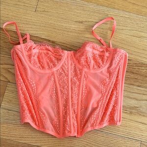 Urban Outfitters Out From Under Modern Love Corset Coral PERFECT CONDITION